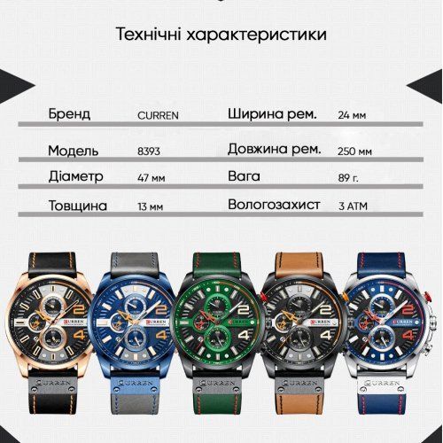 Часы Curren 8393 (Blue) 1008-0385 фото