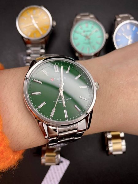 Часы Curren 9090 (Silver-Green) 1008-0378 фото