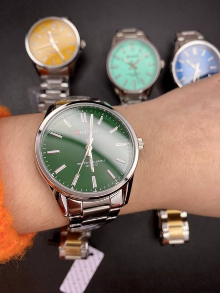 Часы Curren 9090 (Silver-Green) 1008-0378 фото