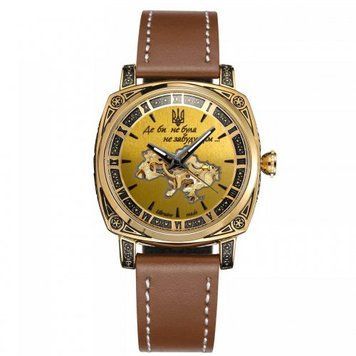 Годинник жіночий AWARDER 021 "Де би не була не забуду Дім" (Gold-Gold-Brown) 1202-0194 фото