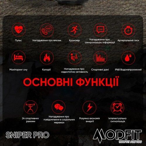 Смарт-годинник Modfit Sniper Pro (All Black) 1077-0218 фото