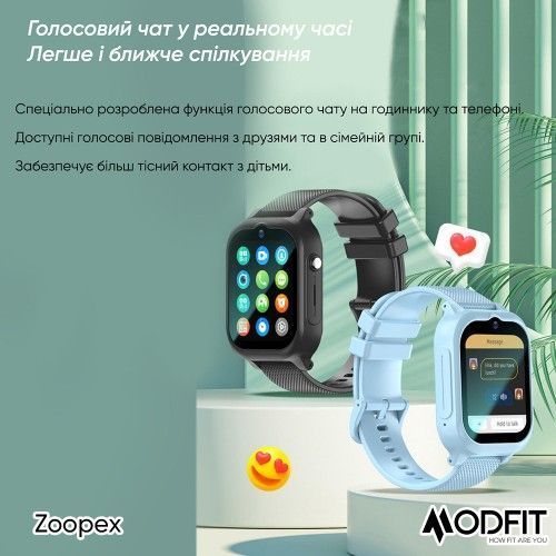 Смарт-годинник дитячий Modfit Zoopex (All Black) 1077-0260 фото